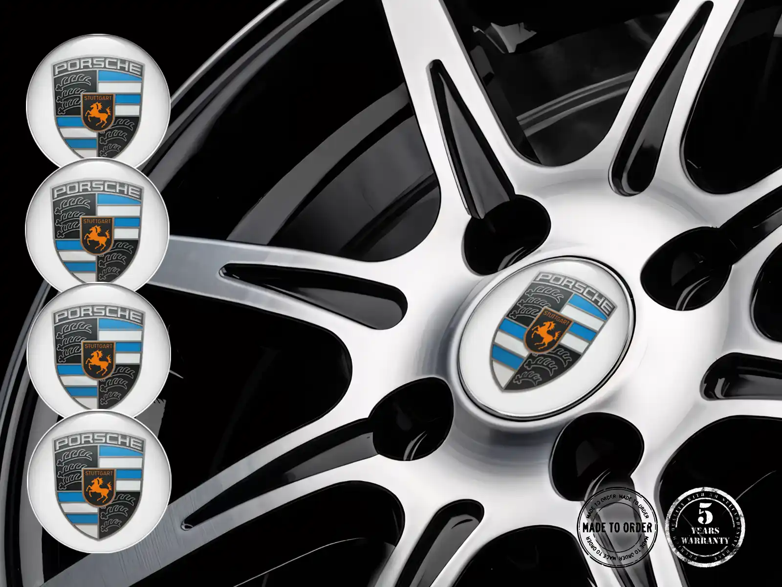 Porsche Rademblem Ausgabe Hochwertiges Dome-Design